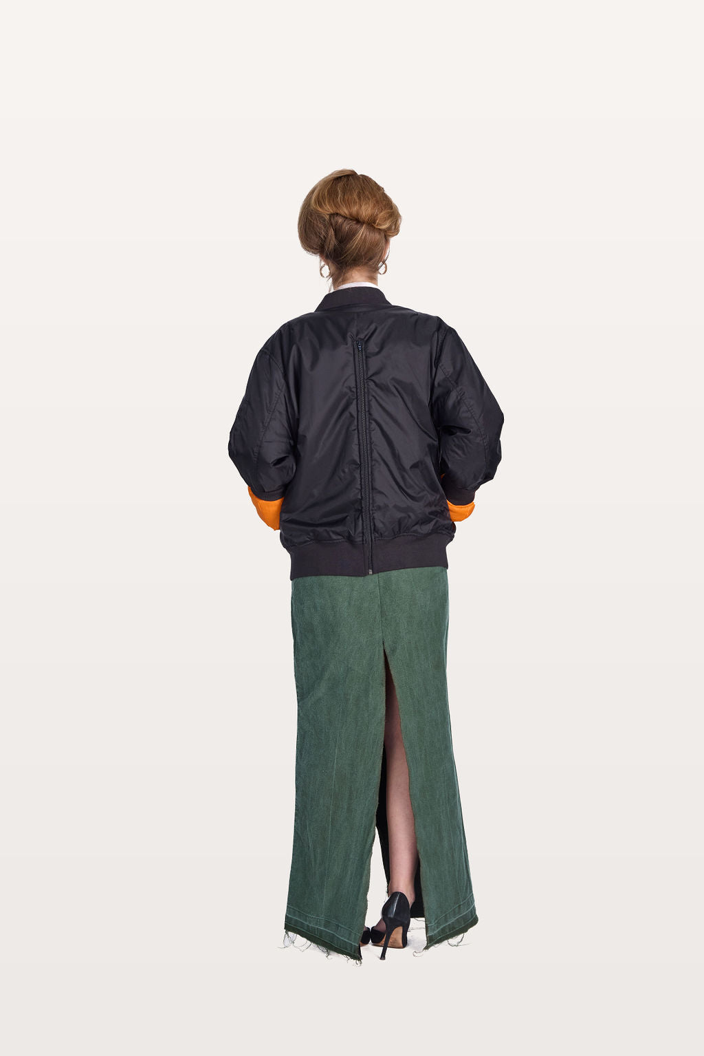 Unisex open and close back bomber jacket