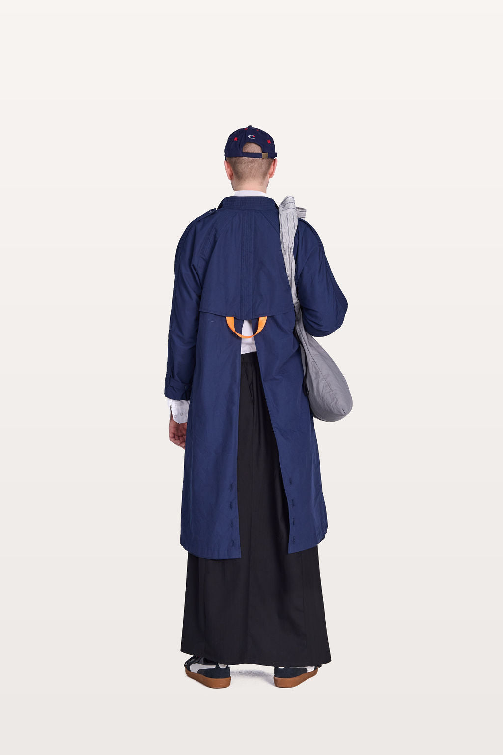 Open back unisex bicycle trench coat